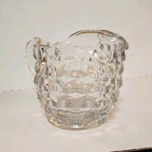 FOSTORIA American 3-pt, 48 oz Vol Jug w/ Ice Lip, 6"T, 6"Diam V Cubist Flawed